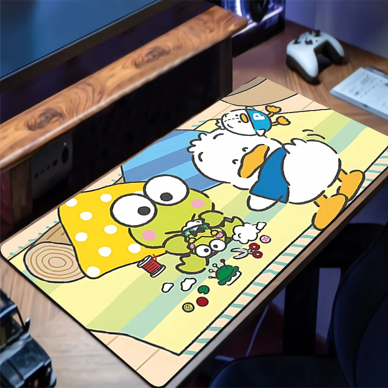 Tappetino per mouse Kero Kero Keroppi Grande XXL Gamer Accessori da gioco Velocità Tastiera Bordo di bloccaggio in gomma Tappetino da scrivania Tappetino per mouse per laptop da ufficio