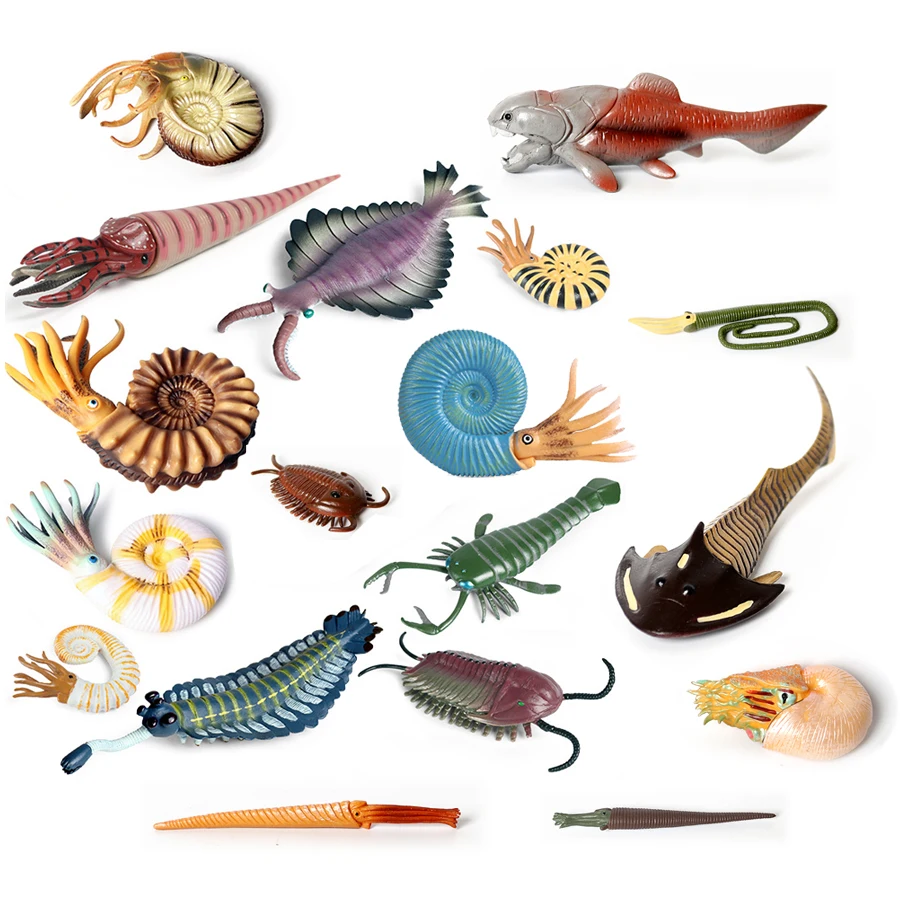 Plastic Ancient Marine Animal Toy Figures Nautilus,Baculites,Cephalaspis,Opabinia,Dunkleosteus Prehistoric Educational Toys