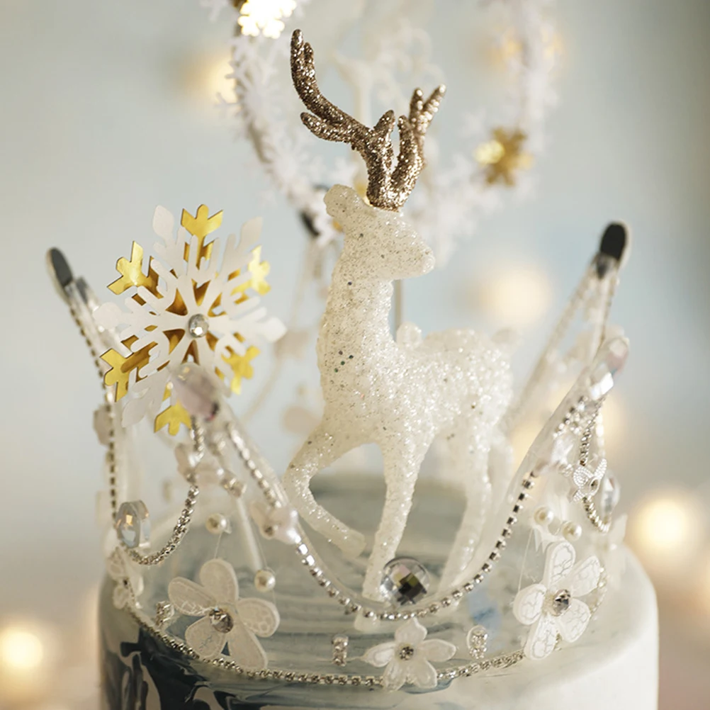 

2Pcs Christmas Deer Ornaments Mini Shiny Craft Decoration for Cake Party Supplies Lovely Miniatures Christmas Deer Ornaments