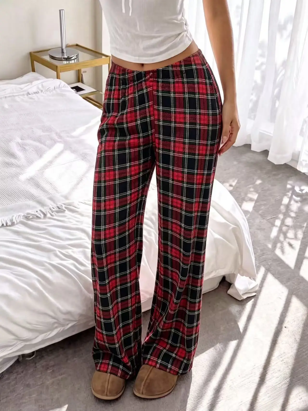 Spring and Summer Retro Bright Casual Loose Home Pants-Pajamas, Simple and Comfortable Pants, Versatile Fashion Pants