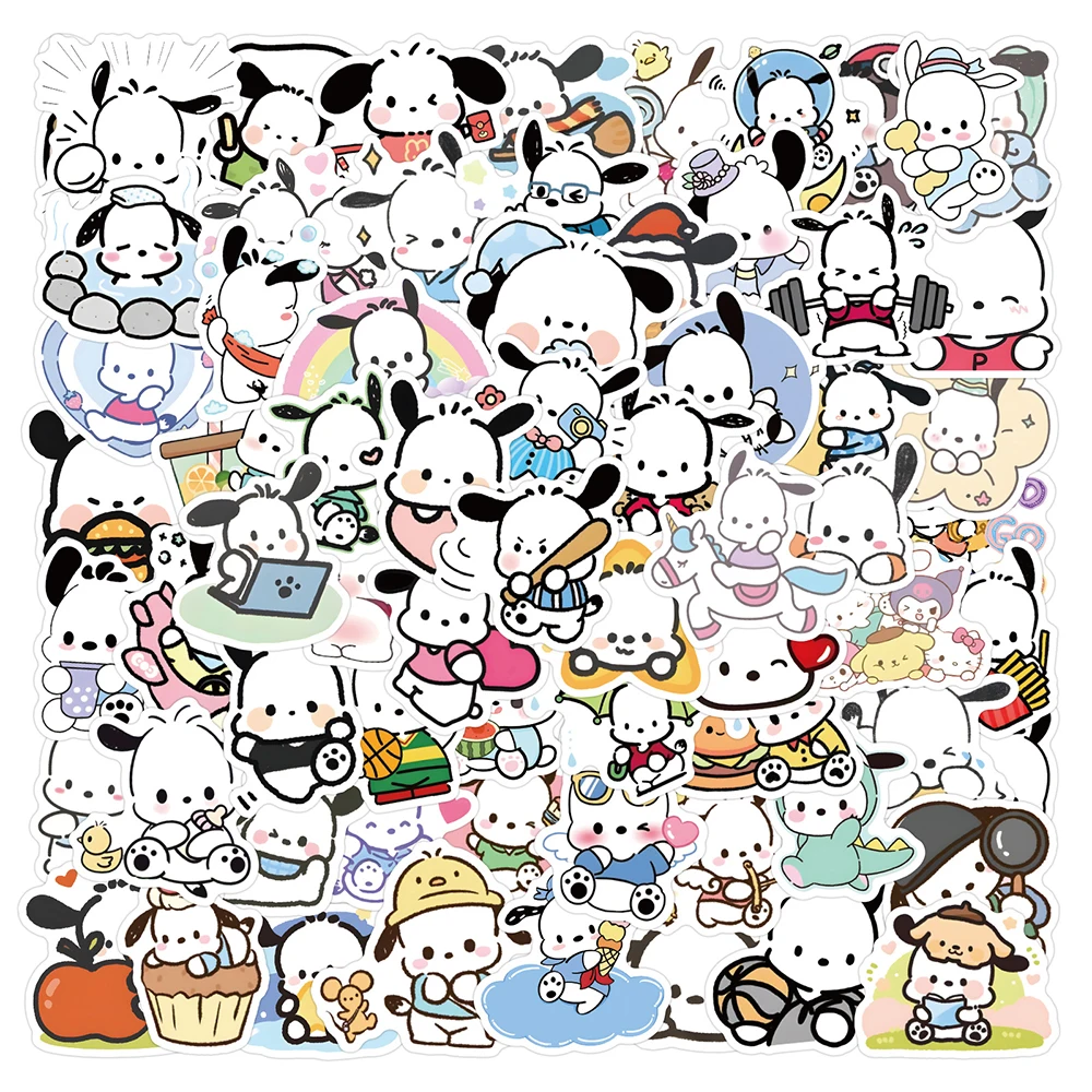 

10/30/60/120pcs Kawaii Sanrio Anime Pochacco Stickers Decals Decorative Phone Laptop Guitar Cute Cartoon Sticker for Kids Toys