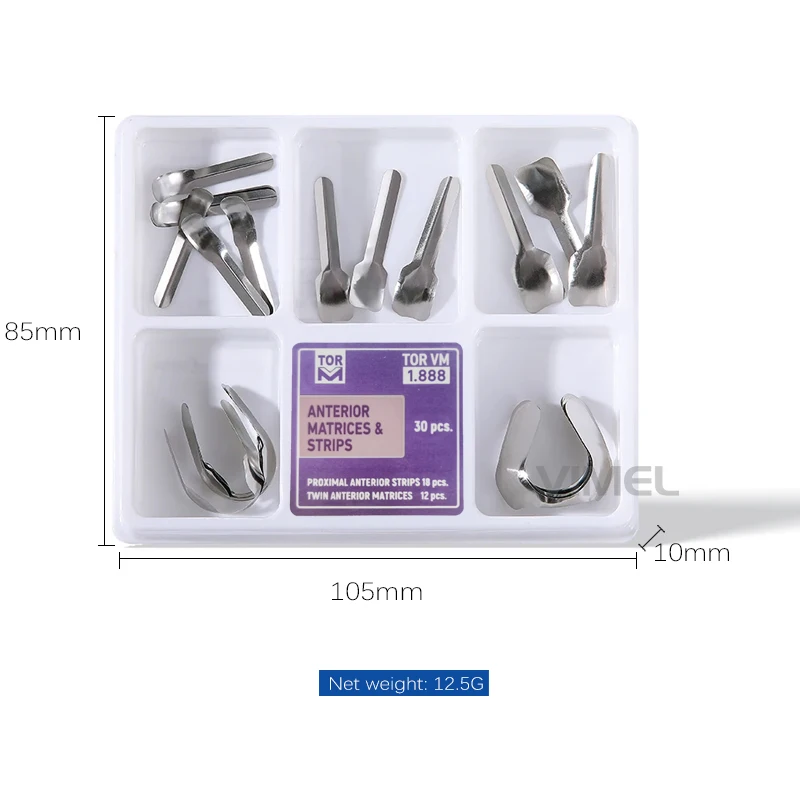 Bandas Matrix Dental Aço, Faixa Anterior Proximal, Matrizes com Contorno Seccional, Materiais de Restauração, Recarga, 30 peças por conjunto