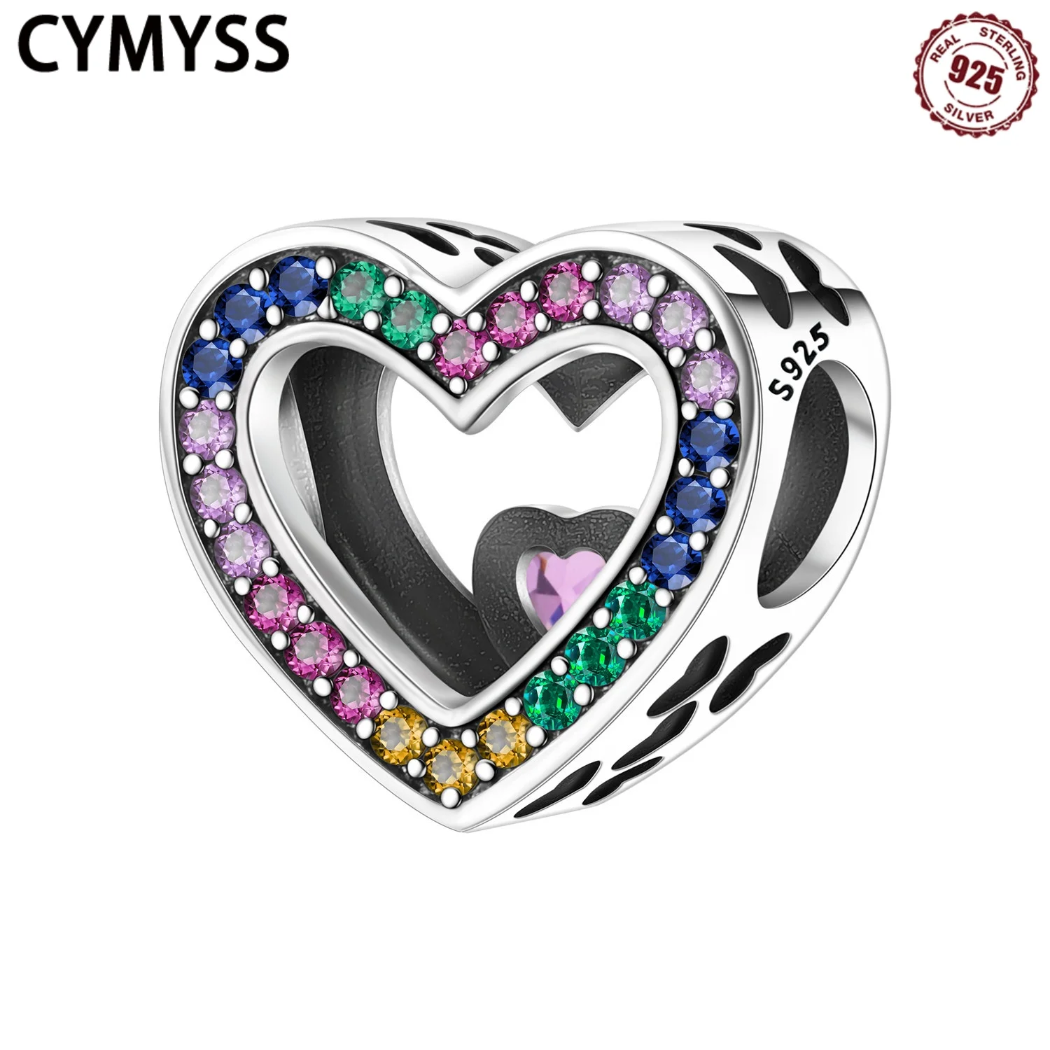 

CYMYSS 925 Sterling Silver FOREVER heart-shaped Design Bead Jewelry Holiday Gift Suitable For women's DIY Bracelet Bead