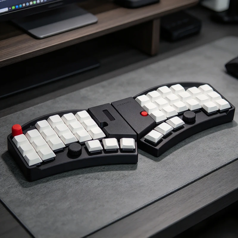 Pskeeb5 Wireless Split Keyboard Custom Dual Custom Knobs OLED Display Screen 3x6 Small Red Dot Mechanical Keyboard Low Switch