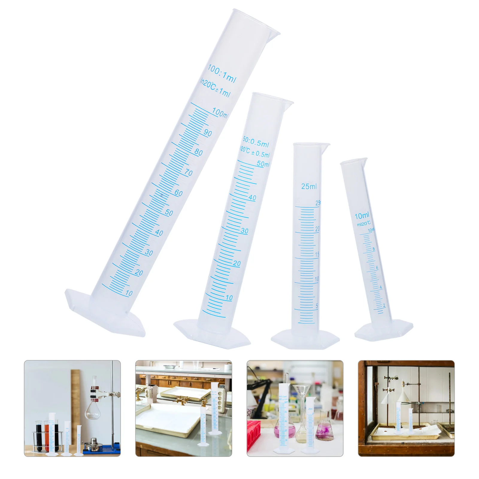 

4 Pcs Measuring Tool Cylinder 100ml Graduated Test Tube Erlenmeyer Flask