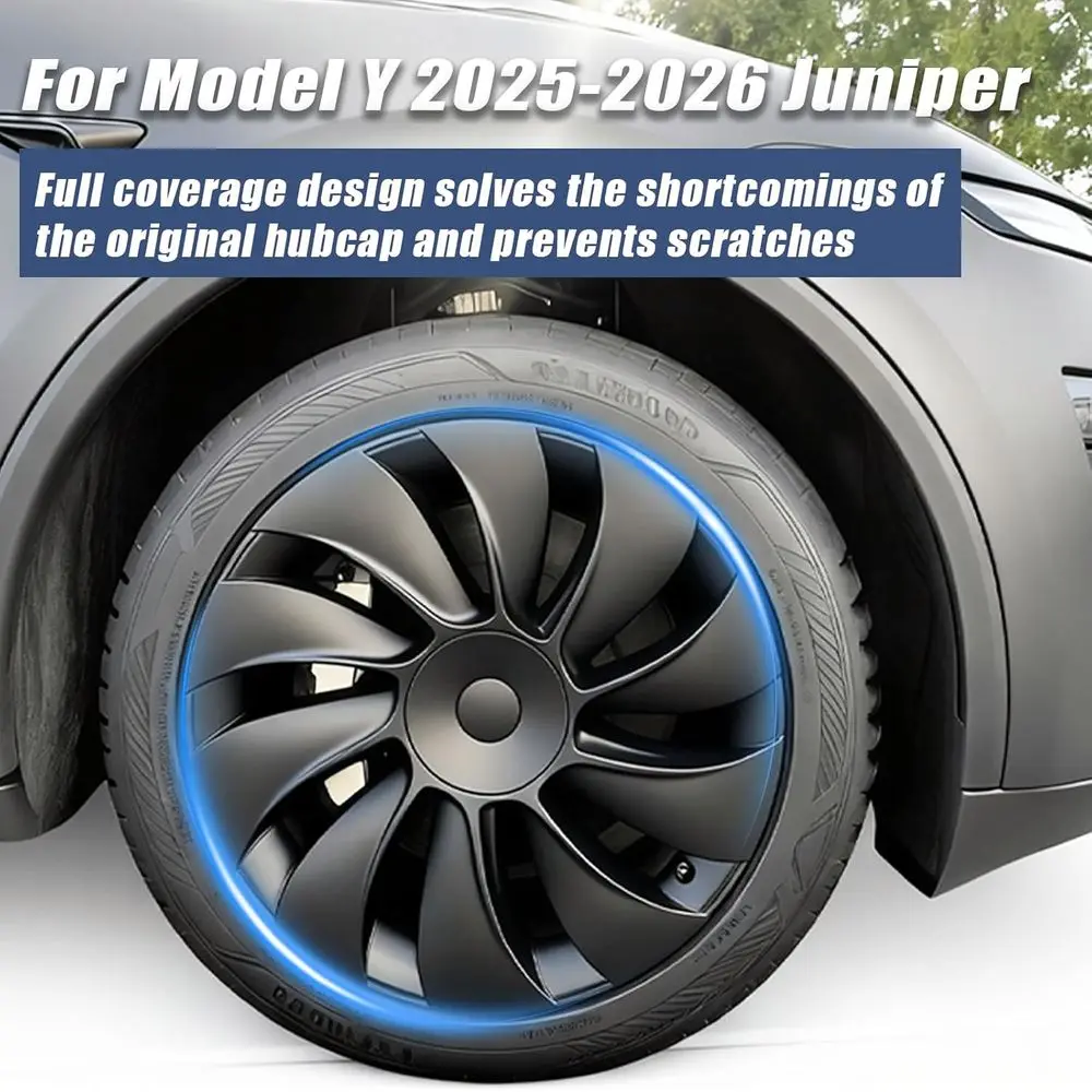 4PCS Hubcaps Fits for Tesla Model Y Juniper 2025-2026, Aerodynamic Design, Model Y Juniper Wheel Covers 19inch for 19" Crossflow