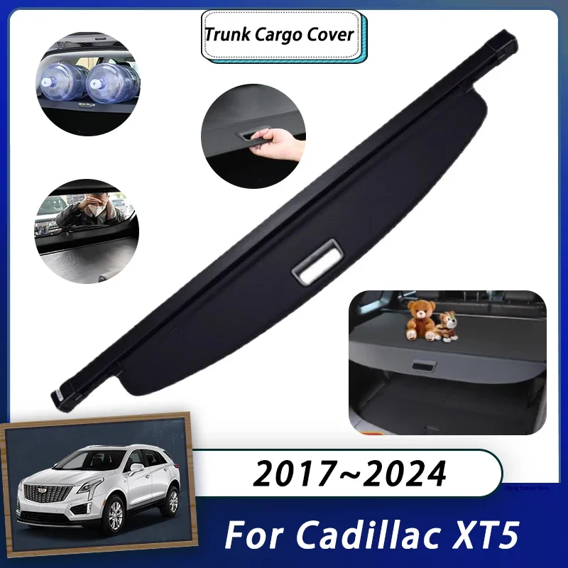 

Rear Cargo Cover For Cadillac XT5 2017~2024 2018 2019 2020 2021 2022 Car Trunk Luggage Curtain Organizer Retractable Accessories