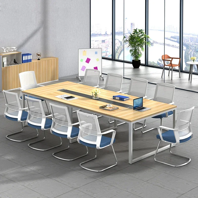 Conference Table 8/10/6 People Meeting Room Meeting Chair Steel Frame Small Simple Strip Training Table 2/4 m 3.2