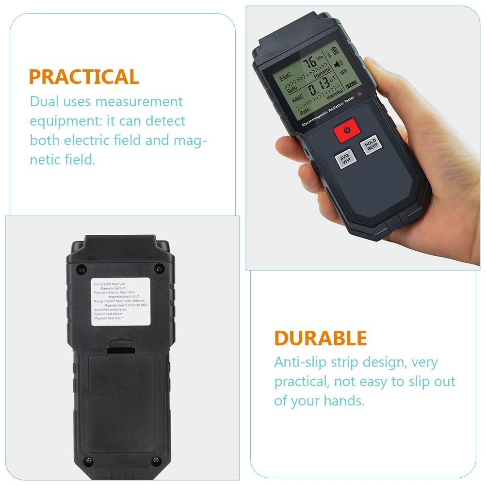

Electromagnetic Radiation LCD Display Sound Light Alarm Dual Use Emf Meter Radiation Emf Reader