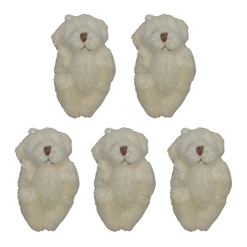 Plush Bear Toy Mini Joint Dolls Lovely Bear Pendant DIY Keychain Children Backpack Ornament Wedding Party Bouquet 5PCS