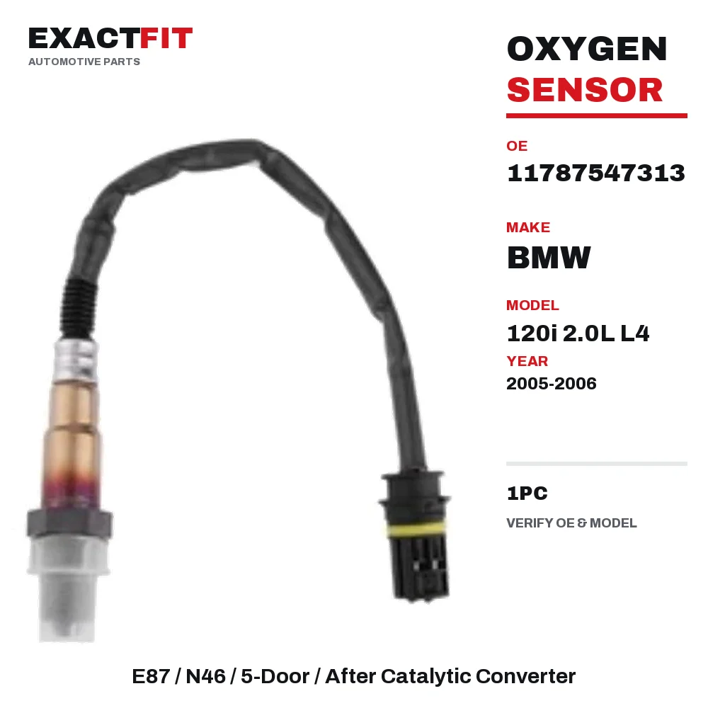 11787547313 Oxygen O2 Sensor for BMW 120i E87 2.0L L4 N46 2005-2006 5-Door After Catalytic Converter Black Lead 1PC