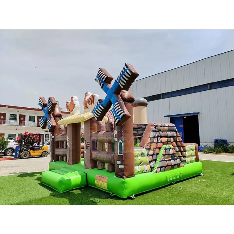 Customized Farm Windmill Themed Inflatable Bounce House Commercial Grade Kids Jumping Castle with Slide Inflatable Bouncy Castle