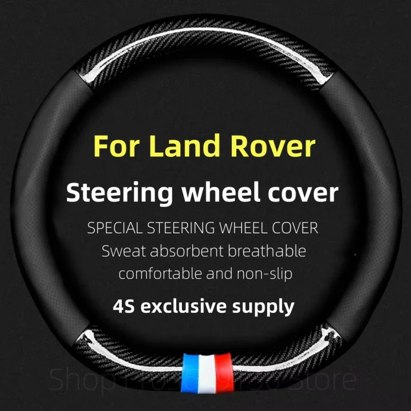 

For Land Rover Steering Wheel Cover Leather Carbon Fit Freelander Defender Discovery Range Rover Evoque