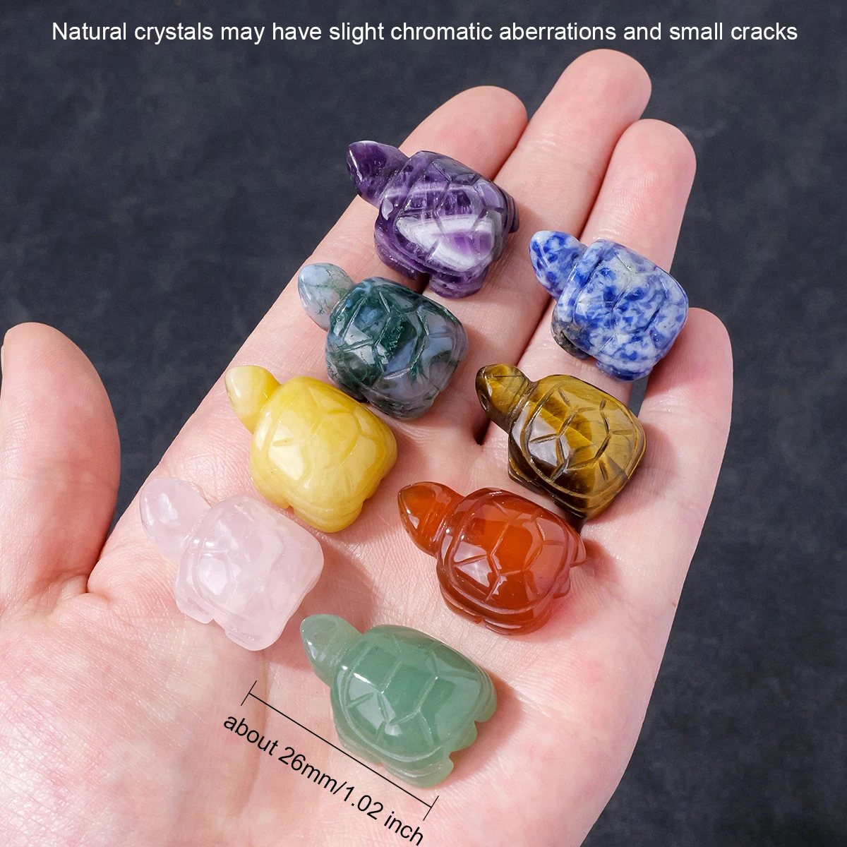 1pc Natural Crystal Mini Turtle Tortoise Statue Carved Reiki Healing Crystal Animal Figurine Crafts Home Decoration