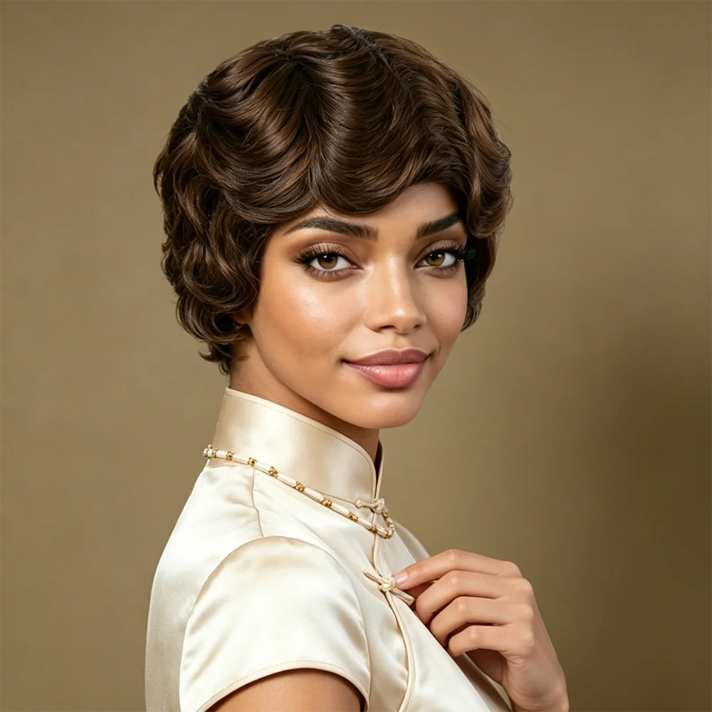 parrucca-corta-marrone-con-onde-a-onda-dall'aspetto-naturale-taglio-pixie-vintage-100-capelli-umani-veri-realizzata-a-macchina-per-uso-quotidiano