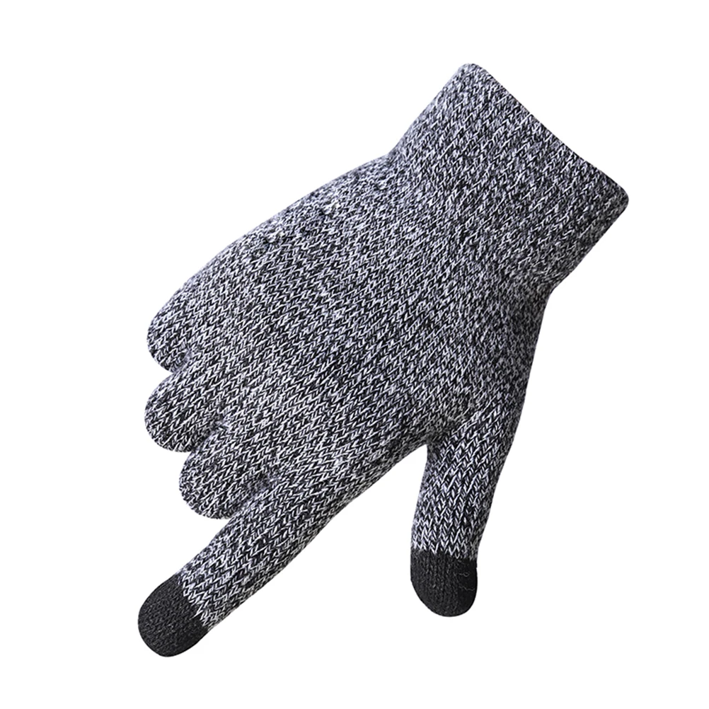 

Men Thicken Screen Touch Gloves Knitted Warm Anti-Slip Outdoor Winter Gloves Comfortable Thermal G19772Ab Black White