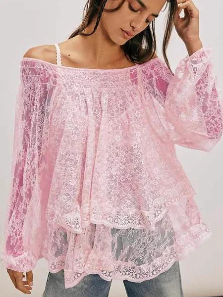 

Женский топ на одно плечо с кружевным бантом и узлом, свободный крой для поездок на работу, обычная длина, весенний сезонный цвет