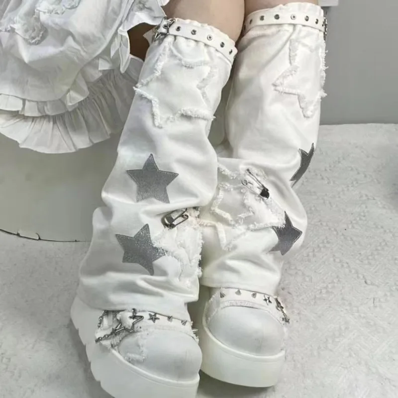 

Джинсовые чулки Harajuku Subcultural Star Y2k E-girls Punk Jk, тонкие согревающие носки, новинка 202, летние черные женские носки