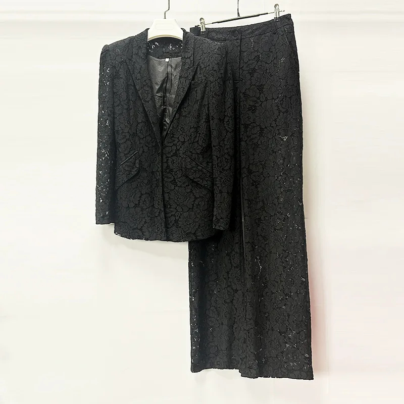 Advanced Lace Set for Women 2025 New Style Fashionable Straight Leg Pants Slim Fit Two-Piece Set