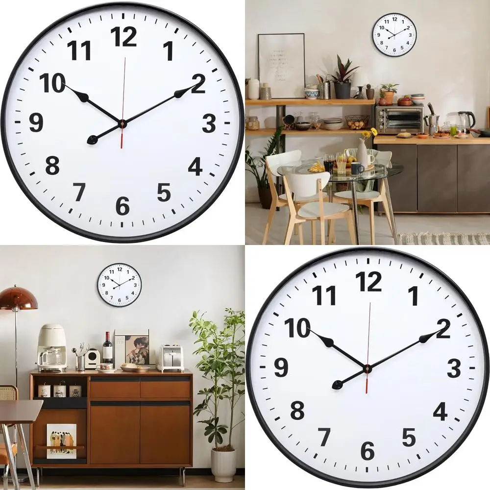 

24-Inch Black Vintage-Style Silent Quartz Wall Clock, Battery-Powered for Home and Outdoor Spaces