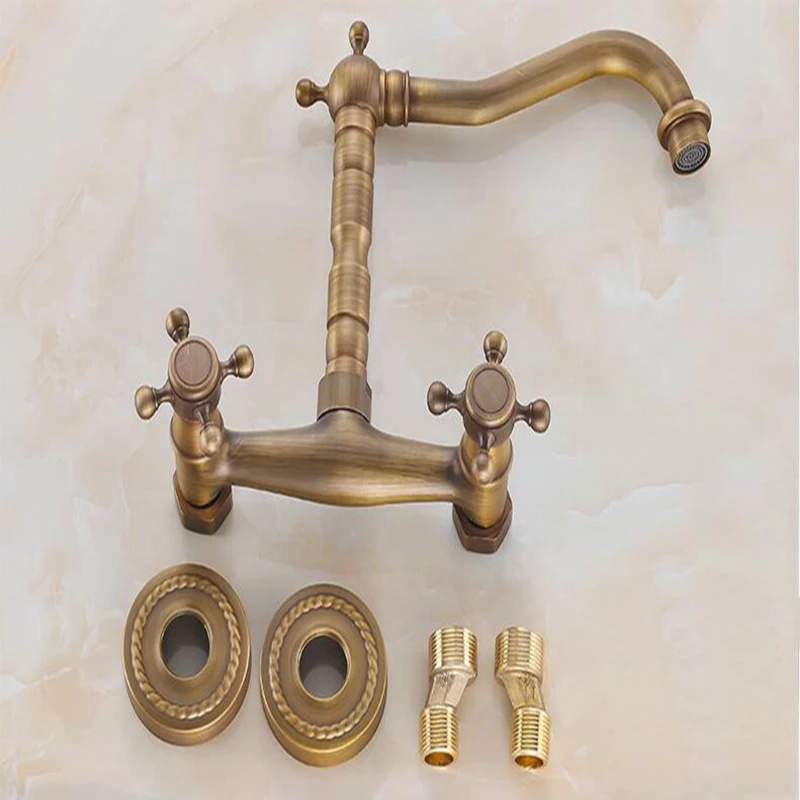 Luxury Europe style antique Basin Kitchen Sink Mixer Tap Swivel Faucet retro Bronze Fashion Style Wall Mounted