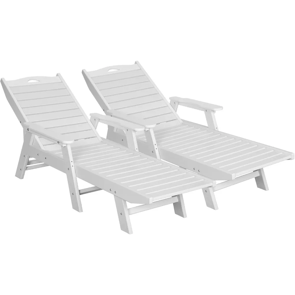 Outdoor 2-piece lounge chair set with 5-position adjustable backrest, suitable for terrace, poolside, deck, beach, backyard