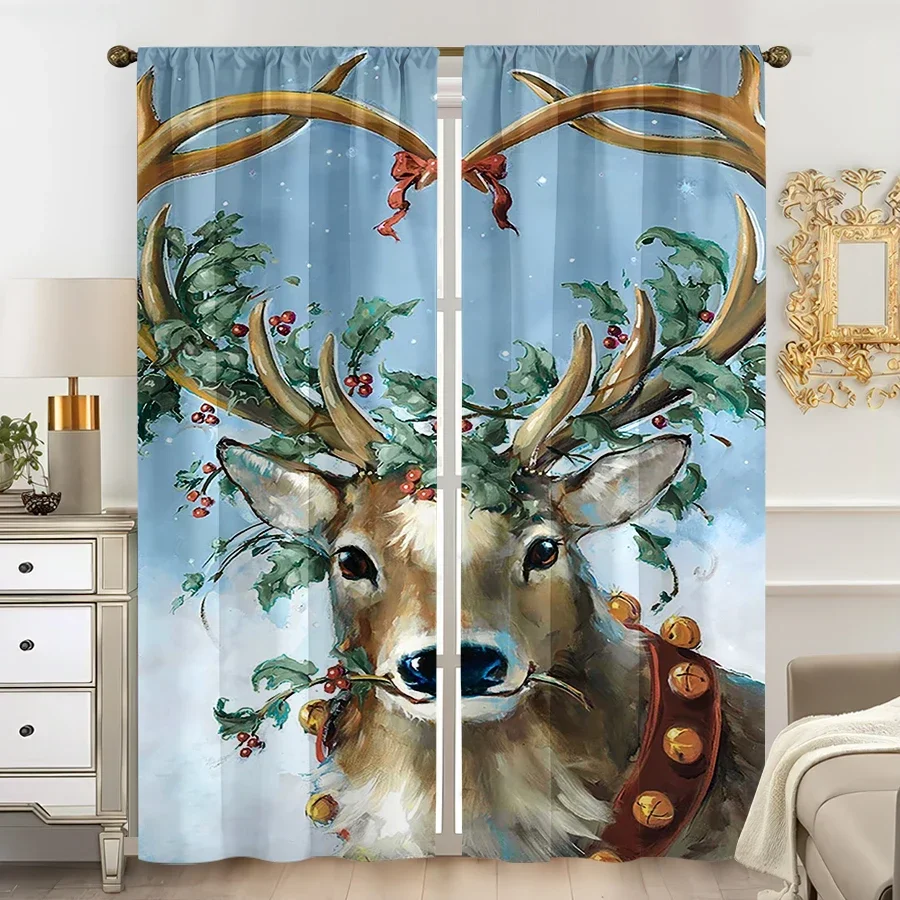Enchanting Forest Deer Woodland Curtain Waterproof Window Drapes for Seasonal Home Decor Autumn Rustic Style