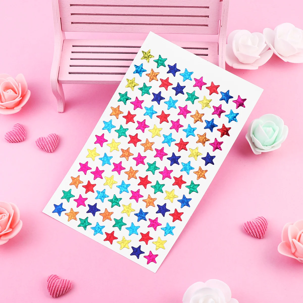 Pegatinas de estrellas brillantes para niños, pegatinas de estrellas de colores, Multicolor, autopurpurina, metálicas, para profesores, manualidades