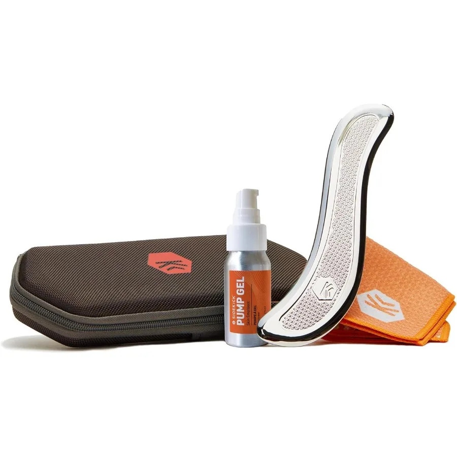 

SIDEKICK Echo Muscle Scraper - Steel Gua Sha Tool - w/Patented Anti-Fatigue Grip - Full Kit Included Designed for IASTM to Reli