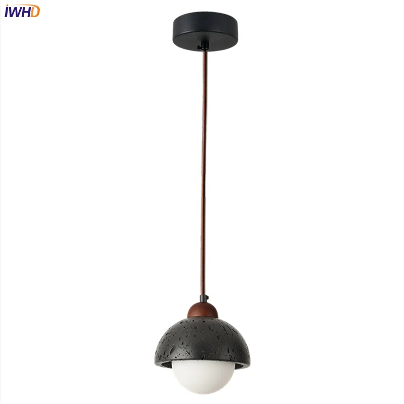 

IWHD Home Decor LED Pendant Lamp Black Travertine Pendant Light Hanglamp Fixtures Dining Living Room Cafe Bedroom Lampara Techo