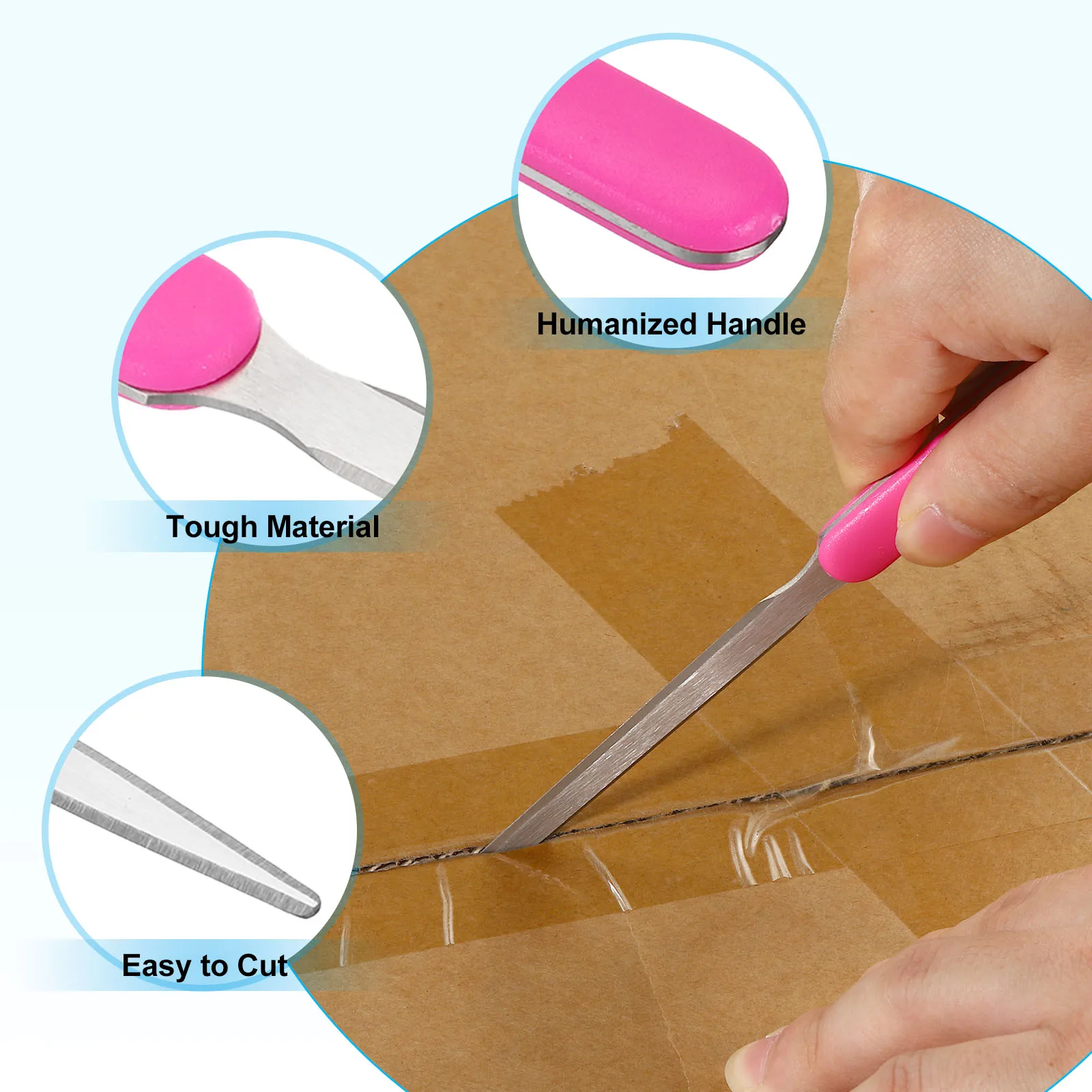 2Pcs Letter Opener Stainless Steel Envelope Lightweight Handle Mail Opener for Box Open Black/Pink