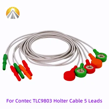 Holter-Kabel, 5 Anschlüsse für Contec TLC9803, 3-Kanal- und 24-Stunden-Holter-Recorder, dynamisches EKG-Monitorgerät