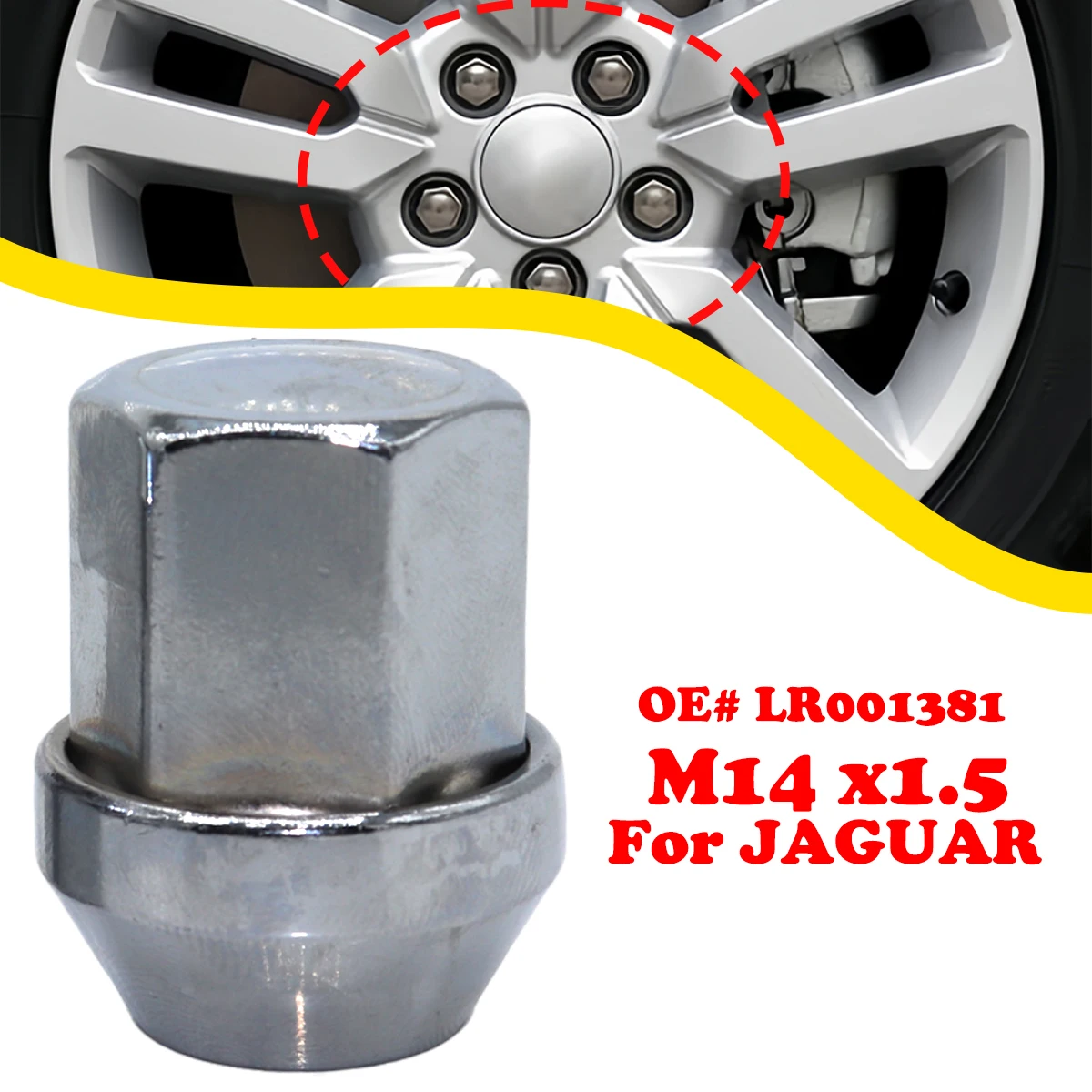 Car Wheel Nuts Alloy For JAGUAR E-PACE F-PACE Tire Screw Lug Bolt Nut LR001381 M14x1.5 Replacement Parts Accessories Repair Fix