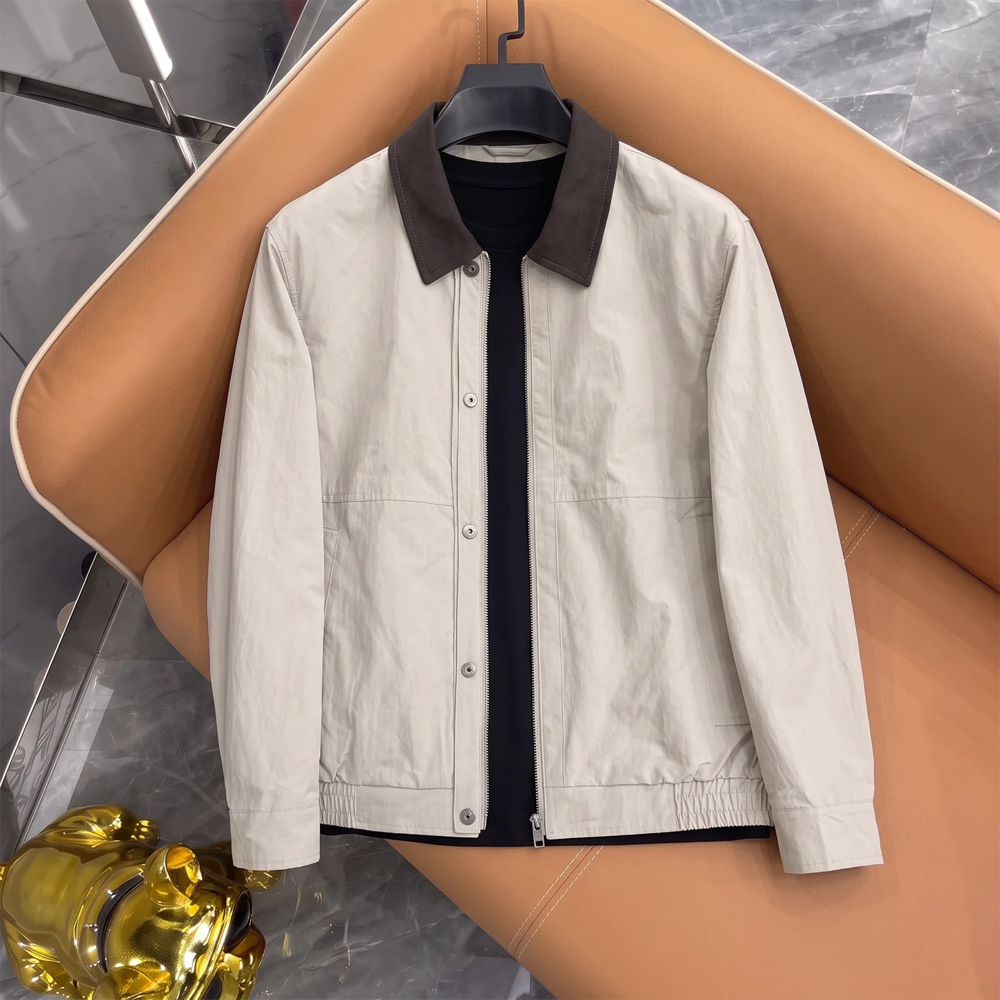 2026 Luxury Contrasting Color Lapel Jacket for Men's Spring Autumn Slim Casual Business Jacket Social Windproof Outdoor Coats