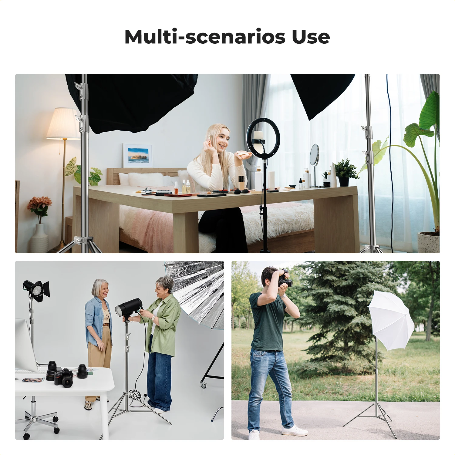 K&F Concept 9.1ft/2.8 Stainless Steel Fotografi Lampu Berdiri Foto Video Tripod Berdiri untuk Kamera Softbox dengan 1/4 "3/8" Sekrup