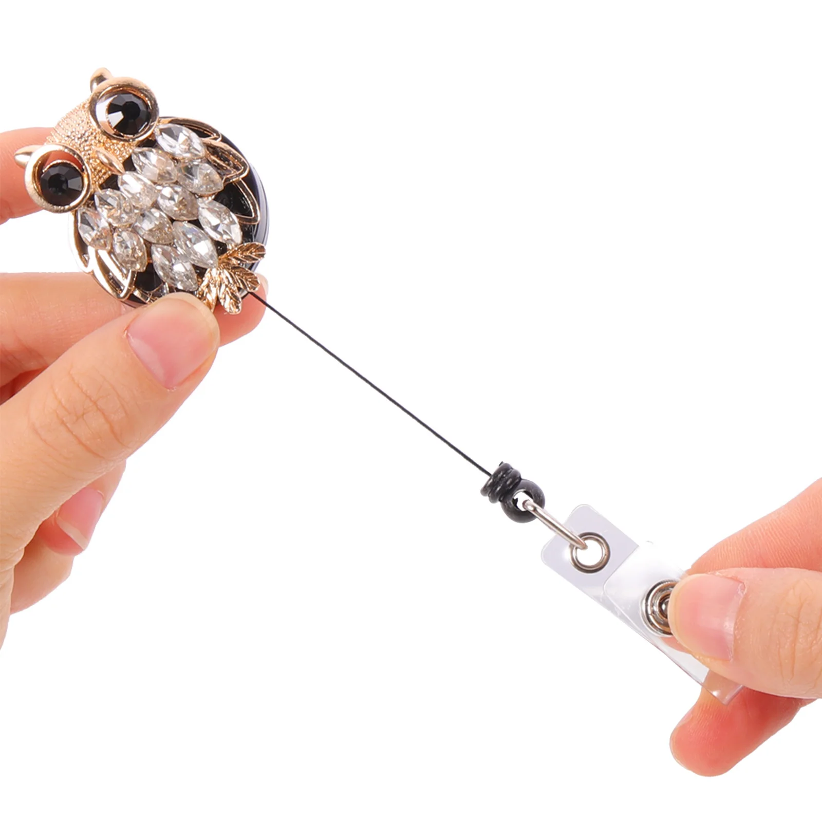 

Retractable Badge Holder Owl Shaped Buckle For Id Card Name Tag Telescopic Badge Reel Metal Clasp For Work School Trade