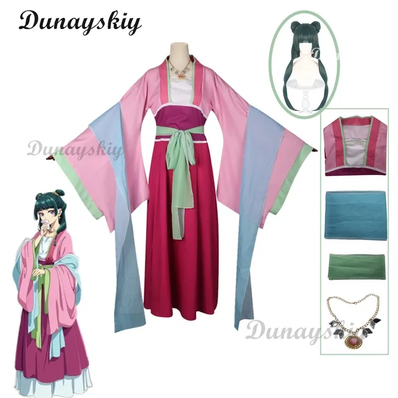 Maomao Cosplay peluca de disfraz rosa Anime The Apothecary Diaries vestido falda Top horquilla Kusuriya No Hitorigoto traje de Halloween