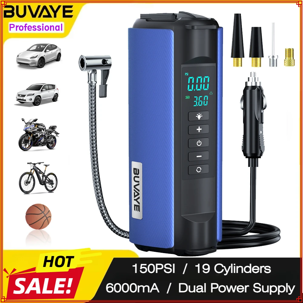 BUVAYE TS01 Car Air Pump 150PSI Tire Inflator TS03 Jump Starter with Air Compressor 1000A Multifunctional Emergency Equipment