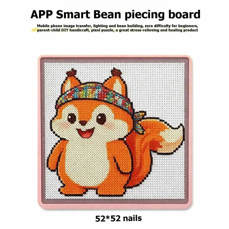 ABDJ-Pixel Art Tray LED Smart Fuse Bead Pegboard App Guided Pattern Light Board Bluetooth APP Animation Programmable DIY Gift