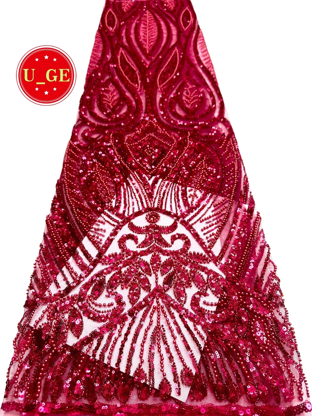 

2026Элегантная кружевная ткань с бисером - лучшее качество и очень мягкое сетчатое кружево с камнями для свадебного вечернего платьяU_GE8526