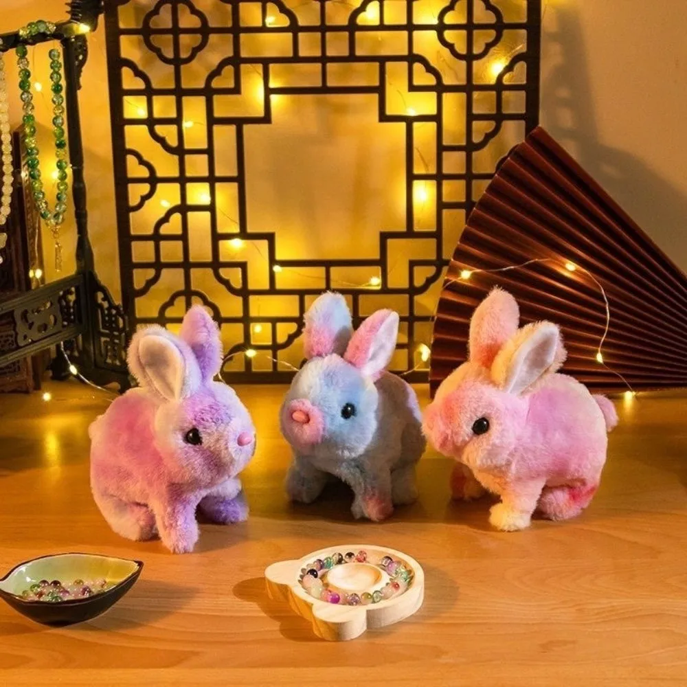 Juguete de Conejo Eléctrico Colorido con Orejas Móviles, Emite Sonidos, Juguete de Peluche de Conejo Eléctrico, Regalo para Niños, Juguete de Peluche Interactivo para Niños