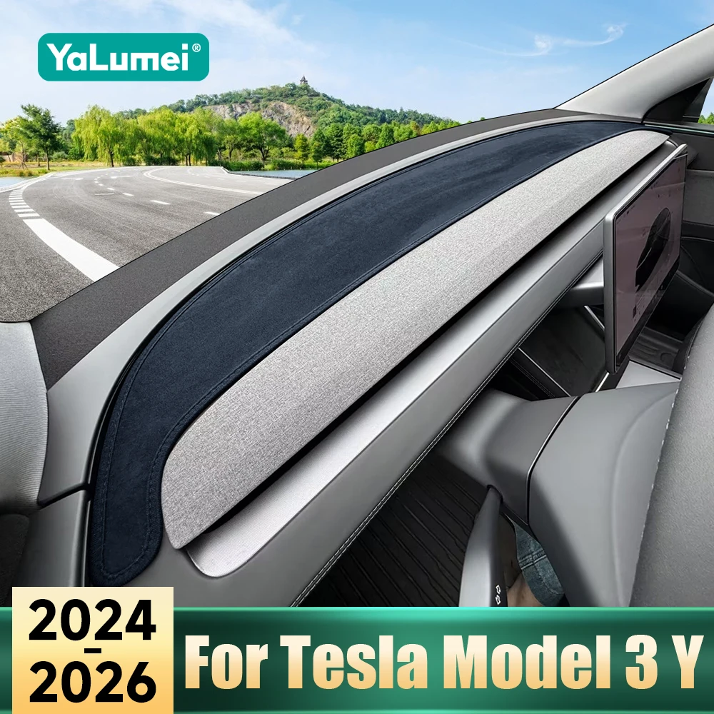Für Tesla Modell 3 Y Highland Juniper 2024 2025 2026 Auto Dashboard Vermeiden Licht Pad Instrument Plattform Abdeckung Matten Anti-Uv Teppiche
