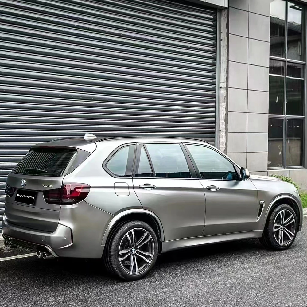 Wrapmaster 5M/10M/17M Air Bubble Free Auto Wrappen Vinyls PET Matte Liquid Silver Car Wrap Companies