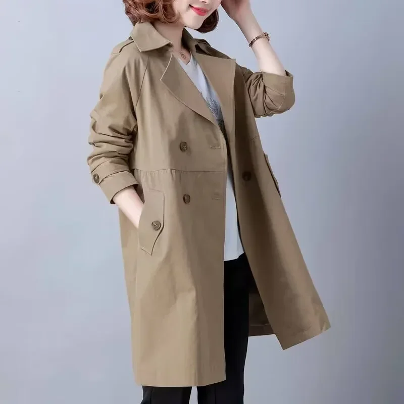 

Spring Hot Sale Of The Season Women's Loose Long Coat Jacket High Waist Full Sleeve Solid Color Coat for Short Women Middle-Leng