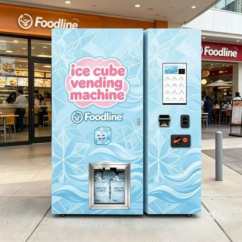 Automatic Ice Vending Machine Outdoor Cube Ice Maker Dispenser Purified Water And Ice Vending Machine For Business