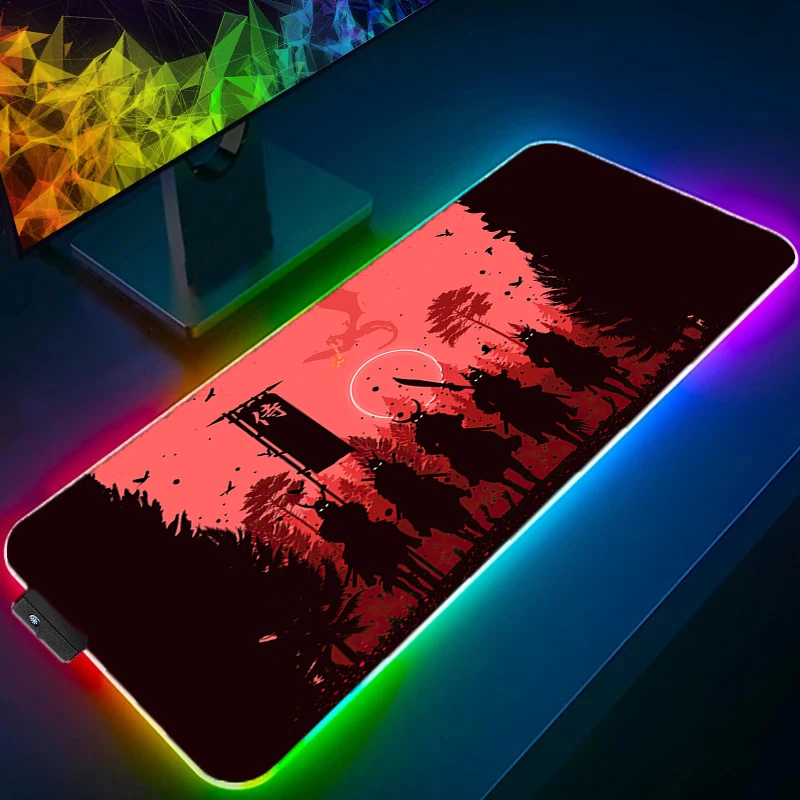 

RGB LED Desk Mat Carpet Desk Accessories Laptop Gamer Samurai Mausepad Mouse Pad Mousepad Office Tables Mouse Mats Keyboard Pad