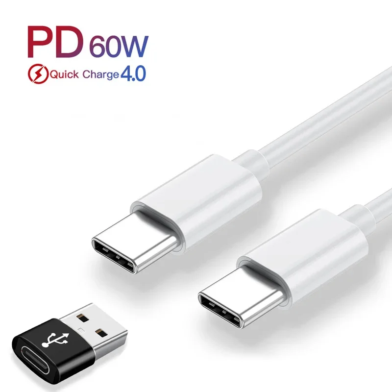 60W PD USB-C to USB Type C Fast Charging Cable For Macbook SAMSUNG Note 10+ S10 9 XIAOMI Mi9 MIX3 QC4.0 Quick Charge TypeC Cable