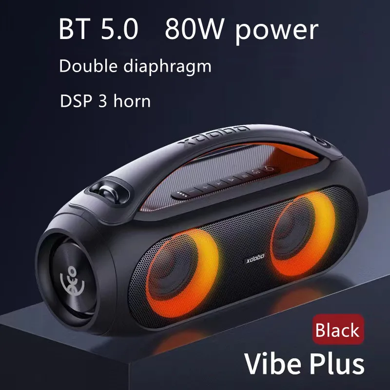 XDobo Vibe Plus 80W high-power portable wireless Bluetooth speaker RGB subwoofer stereo surround sound TWS party karaoke speaker