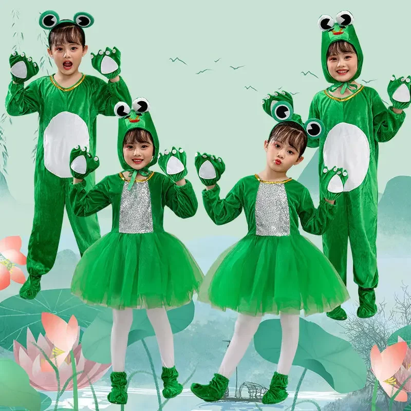 New Children's Frog Performance Clothing: Little Tadpole Finds Mom, Little Frog Cartoon Shaped Dance Performance Clothing