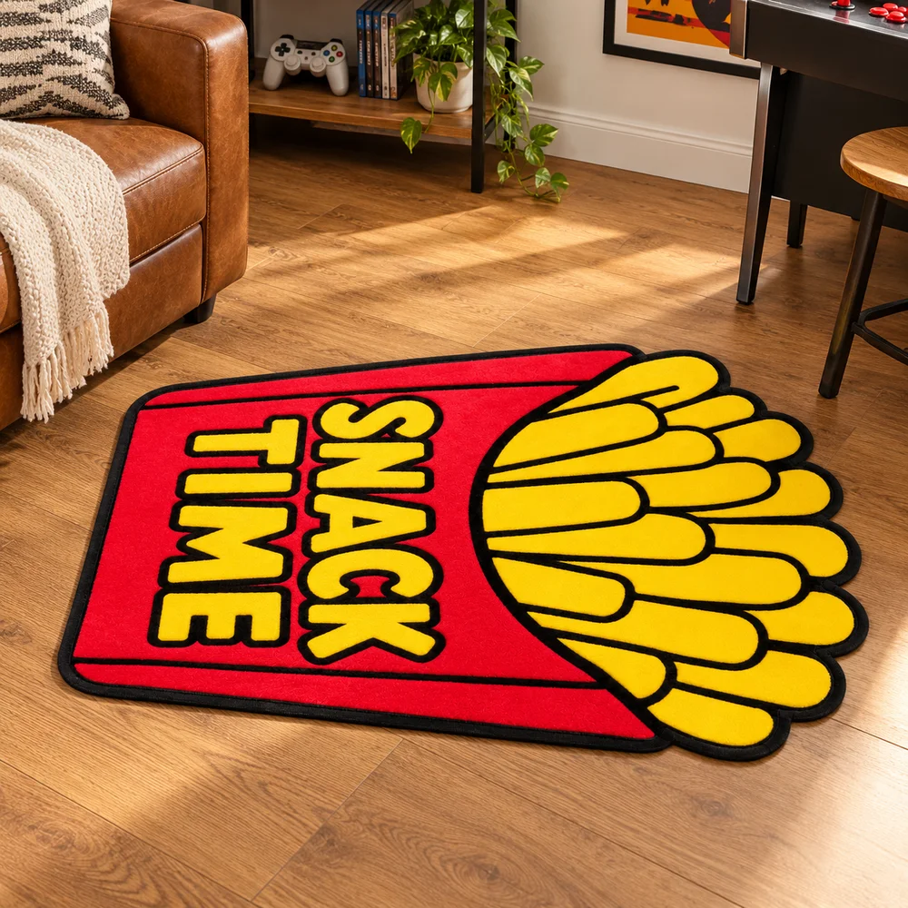 French Fries Shaped Area Rug Soft Plush Snack Time Fast Food Floor Mat for Kitchen Dining Room Bedroom Entryway Home Decor